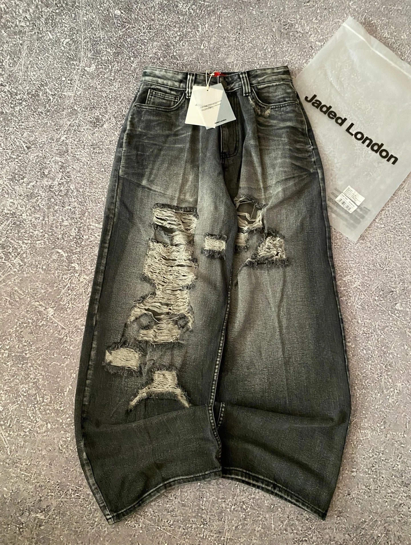 Jaede Lindon Wing Print Jeans Retro Gothic Trendy Loose Pants Oversized Washed Hip-hop Harajuku Pattern Couple Wide Pants